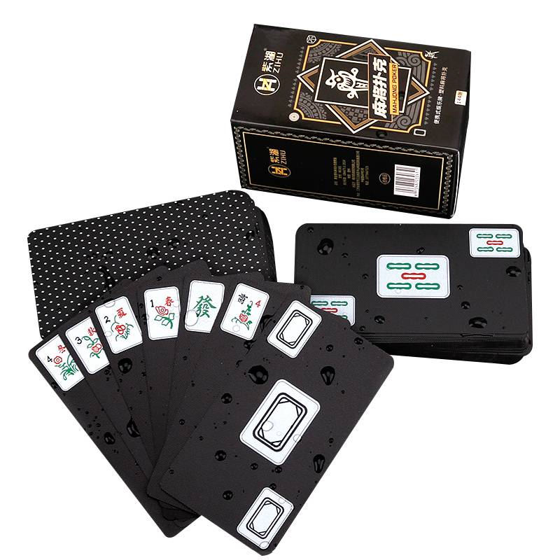 Black gold plastic mahjong poker + 2 color